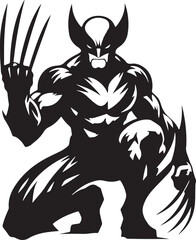 vector illustration of a black and white wolverine 
