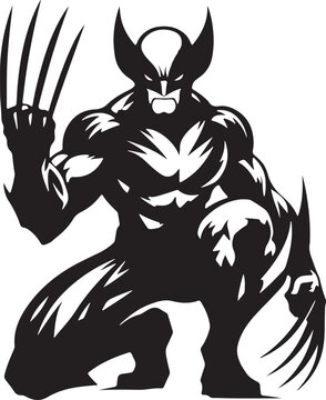 recommend clip art: vector illustration of a black and white wolverine 
