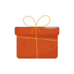 Valentines Day gift Box element. Happy Valentine Day box in cute pink flat design with ribbons. Stock vector valentine icon