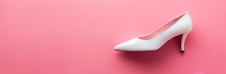  white dress shoe on a pink background in