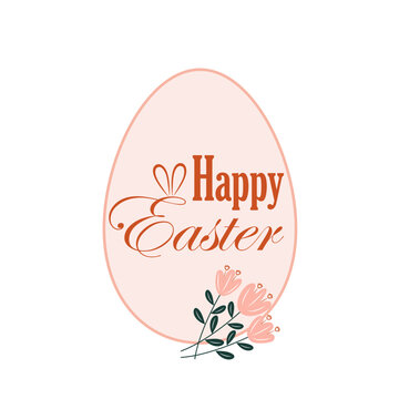 Easter egg design with roses. Easter holiday egg hunt card in colorful flat style. Stock vector illustration clipart isolated on white background