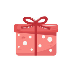 Valentines Day gift Box element. Happy Valentine Day box in cute pink flat design with ribbons. Stock vector valentine icon