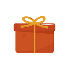 Valentines Day gift Box element. Happy Valentine Day box in cute pink flat design with ribbons. Stock vector valentine icon