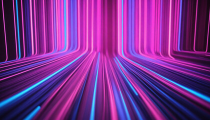 3D abstract neon background with motion blur and bokeh lights - obrazy, fototapety, plakaty