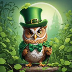 Whimsical Owl in Leprechaun Costume for St. Patrick's Day Joy