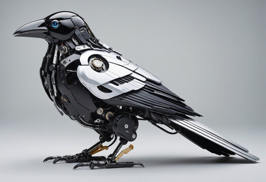 Cybernetic Raven on Transparent Background