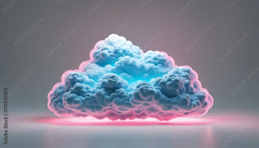 Canvas Prints 3d rendering of a blue cloud illuminated by pink neon light. minimalist background. standalone art p