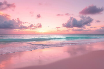 Fototapeta premium Beach. Sunset. Dawn. Sea waves. Generative AI
