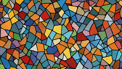 Colorful abstract stained glass design.
