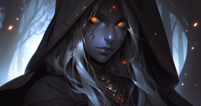 Anime dark magical elf