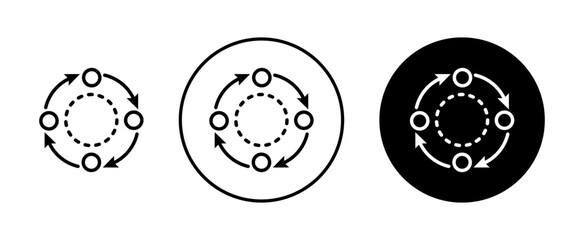 Sequential Process icon set. Simultaneous integrated processing pattern vector symbol in a black filled and outlined style. Step-by-Step Procedure sign.