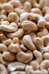 close up of a pile of cashew nuts