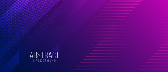 Blue and purple gradient banner background with diagonal geometric shape and line. vector illustration