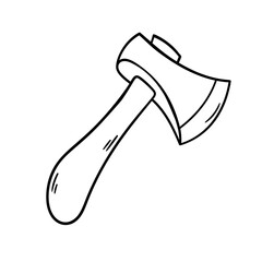 Axe vector icon in doodle style. Symbol in simple design. Cartoon object hand drawn isolated on white background.