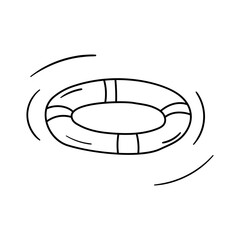 Lifebuoy vector icon in doodle style. Symbol in simple design. Cartoon object hand drawn isolated on white background.