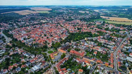 Aeriel of the old town of the city Naumburg in Germany on a sunny summer day
