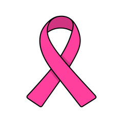 Breast cancer awareness ribbon vector icon in doodle style. Symbol in simple design. Cartoon object hand drawn isolated on white background.