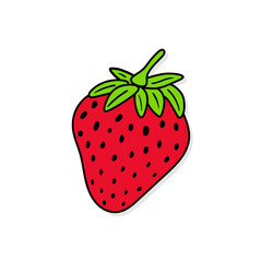 Strawberry vector icon in doodle style. Symbol in simple design. Cartoon object hand drawn isolated on white background.