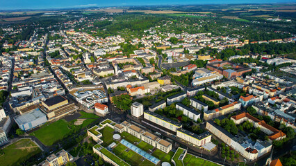 Aeriel of the old town of the city Gera in Germany on a late summer day
