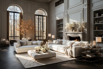 Luxurious apartment, elegant furniture and refined decoration., generative IA