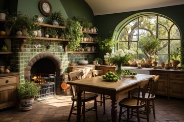 Rustic and serene cottage in the field., generative IA