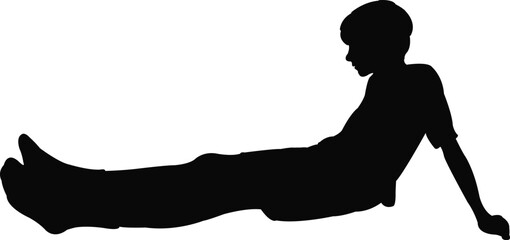 a boy lying down, silhouette vector