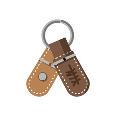 Keychain with metal ring flat vector