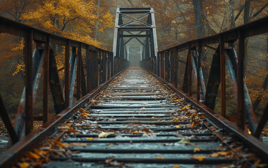 ponte geométrica de ferro enferrujado com composição minimalista conceitual de fotografia  - obrazy, fototapety, plakaty