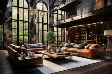 Luxurious Loft Elegant furniture, sumptuous lighting and noble materials in perfect harmony., generative IA