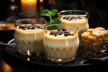Traditional Brazilian condensed milk pudding selective focus, generative IA