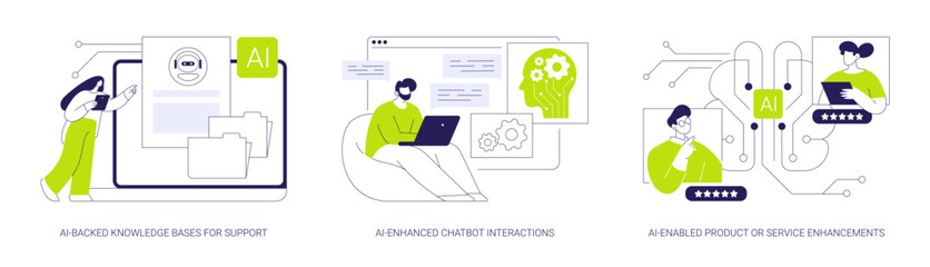 Natural language technology in Customer Service abstract concept vector illustrations.