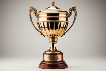 Isolated white background with Gold trophy