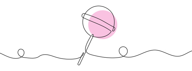 Obraz na płótnie Canvas Continuous editable drawing of lollipop. One line drawing candy on a stick