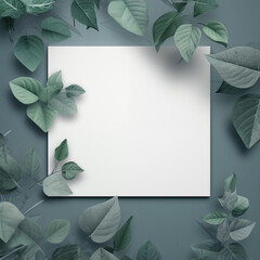 light frame with leaves plants top view flat lay pastel colors 
