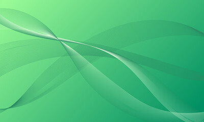 green light gradient with lines wave curves abstract background