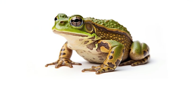 frog Green (European or water) frog on white background.