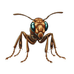 Fototapeta premium Illustrated Closeup of an Ant with No Background Hand Drawn Vector Style 