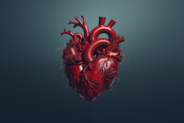 Beautiful human heart graphic, original Valentine's day concept. Red anatomical heart.