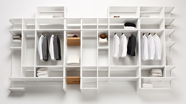 Architectural arrangement of empty shelves