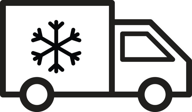 Refrigerator truck icon isolated on white background . Fridge delivery truck icon