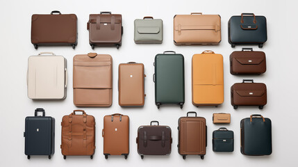 Detailed aerial shot of an empty luggage set