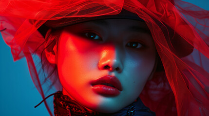 fashion photography with bold red color gel lighting