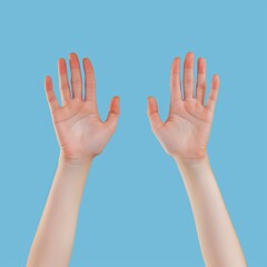 isolated hands in the air on a blue background 