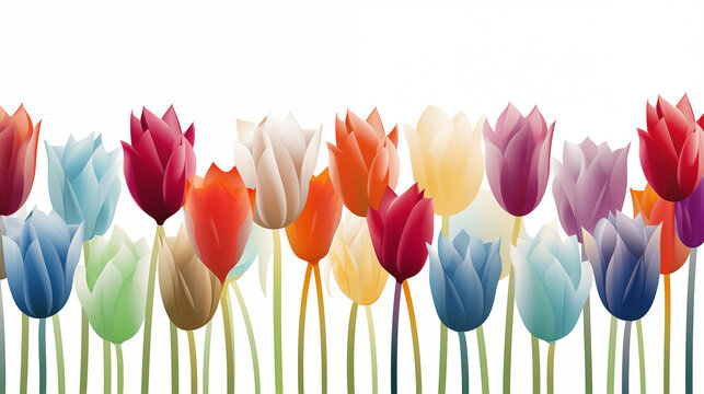 Tulips in various colors