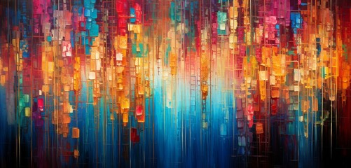 An abstract holiday masterpiece, with defocused lights weaving a tapestry of festive hues - obrazy, fototapety, plakaty