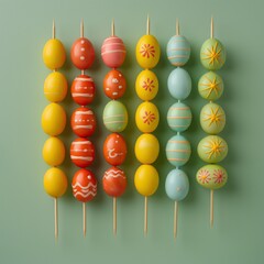 easter eggs as a decoration on shish kebab
