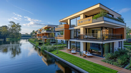 A New Residential Area with Condominiums and Apartments Properties by the Waterfront in Offenbach Main Harbor 