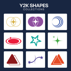 Y2K Shapes Collection with Star Illustration Sparkling Star Design Sparkle Circle and Abstract Geometric Sparkle Vector Full HD