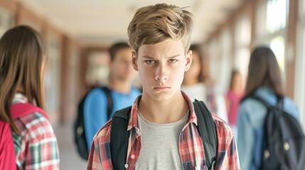Fototapeta premium Student being bullied by classmates in school 