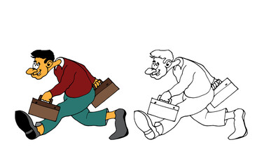 Coloring pages for kids with business people, cartoon style